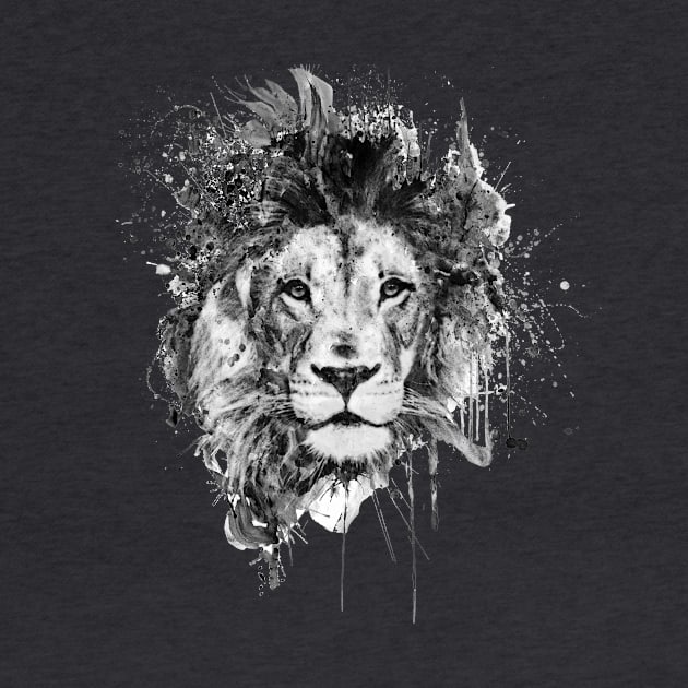 Splattered Lion Black and White by Marian Voicu